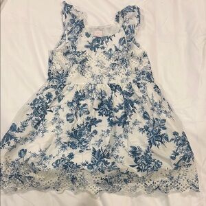 LoveShackFancy Ivory and Navy Floral Dress